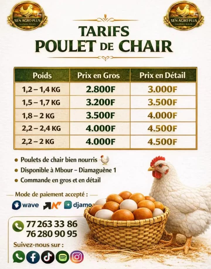 vente de poulets de chair